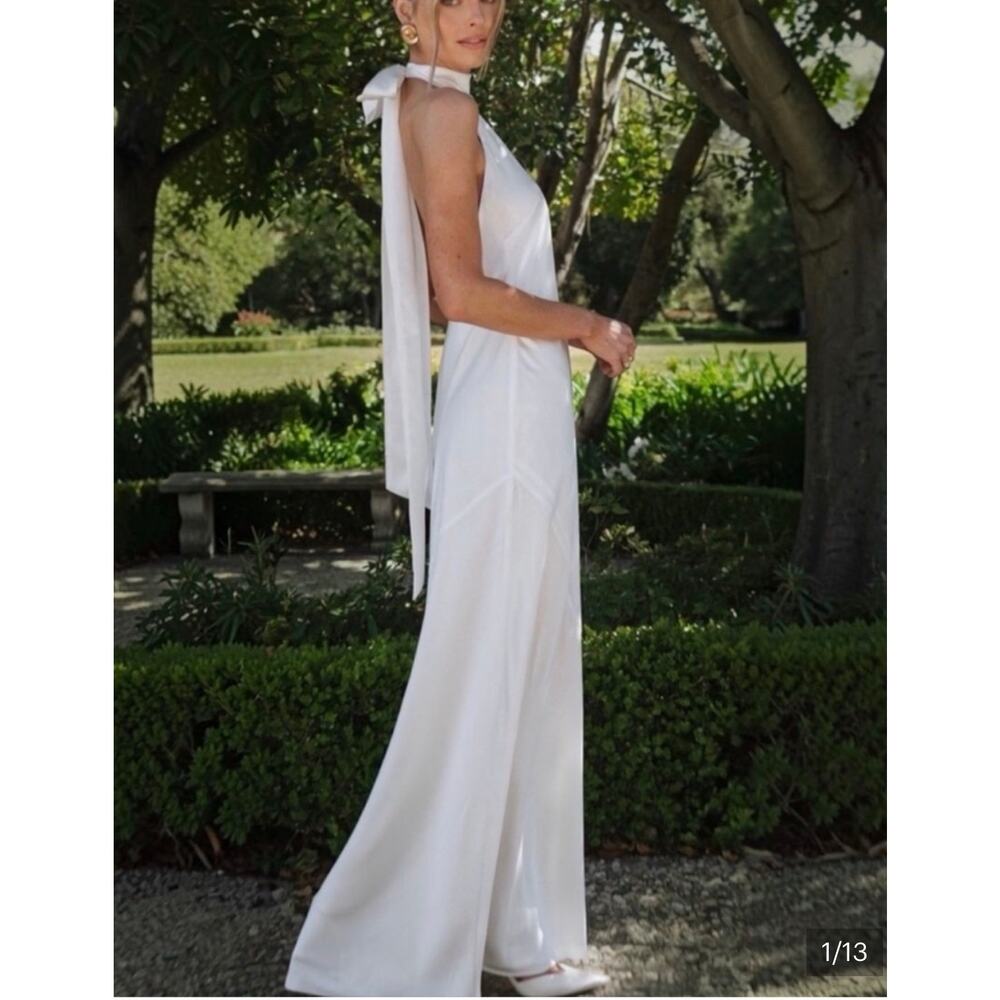 $198 Show Me Your Mumu Lisa Maxi Dress Womens Medium White Luxe Satin - Picture 3 of 6